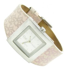 DKNY Damen Armbanduhr Leder Edelstahl Silber NY-3456 3ATM Batterie neu S143