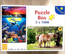 Tiere Puzzle Box 2 x 1000 Teile Golden Quality Puzzle Set Pferde+ Fische, Top!