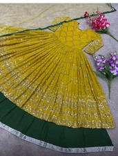 Indische Kleid, Farbe: Gelb/ Grün, Größe 42/XL