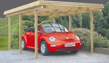 Carport Richie 3x5m Gerätehaus Holz Bausatz mit Trapezblech rot Blech Gartenhaus