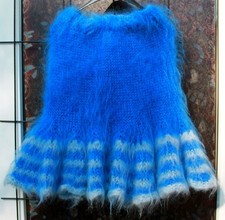 Mohair langhaarig Mini Rock royal blau-grau one size