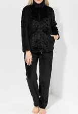 MONT CHALET Damen-Hausanzug uni mit Fellbesatz Mikrofaser Chinchilla 2Tlg. KG5