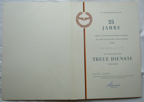 Ddr urkunde jahre - 25, treue
