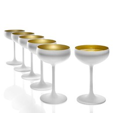 Stölzle Lausitz ELEMENTS Sektschale Sektkelch Cocktailschale weiß gold 6er Set