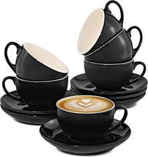6 Cappuccinotassen Schwarz