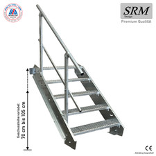 5 Stufen Stahltreppe Breite 60- 160cm Geschosshöhe 70 - 105cm Geländer einseitig