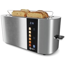 Balter Toaster 4 Scheiben Langschlitz Edelstahl Brötchenaufsatz LCD 1500W BW