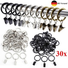 30x Metall Gardinenringe Vorhang Clip mit Klammern Haken für Gardinenstangen DE