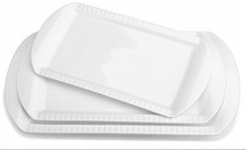 Lifver Rechteckige Porzellanteller / Servierplatten 40cm,36cm,30cm,3er-Set, weiß