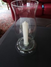 Großes Windlicht Glas mit Untersetzer 30cm Höhe 12cm Durchmesser Landhaus 