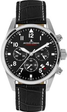JACQUES LEMANS Herrenchronograph Barcelona 42-2A Lederarmband Schwarz B-WARE