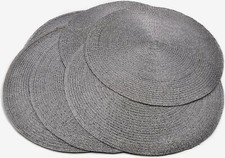 Tischsets 6er-Set Platzsets 34 cm rund mit Glitzereffekt in Silber