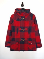 O'Neill Woll Dufflecoat Gr. Small Damen rot blau kariert Kapuze gefüttert Jacke