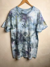 NEU Blau Tie Dye Batik Shirt aus Baumwolle, handgefärbt, Ice Dye Design, Größe L