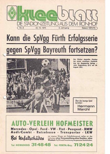 Fussball programmheft 72 - , 72/73