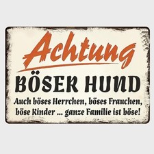 Blechschild Achtung böser Hund Herrchen Frauchen Kinder Metallschild TEL2786