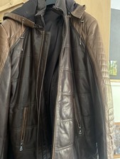 Herren Lederjacke Mit Abnehmbarer Kapuze 56