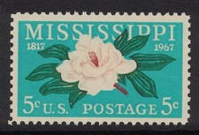 Scott 1337- Mississippi, 150 Jahre, Magnolia- MNH 5c 1967- Ungebraucht Stempel