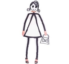 Strichmännchen Kostüm Sticky mit Handtasche für Damen Gr. S-XL Fasching