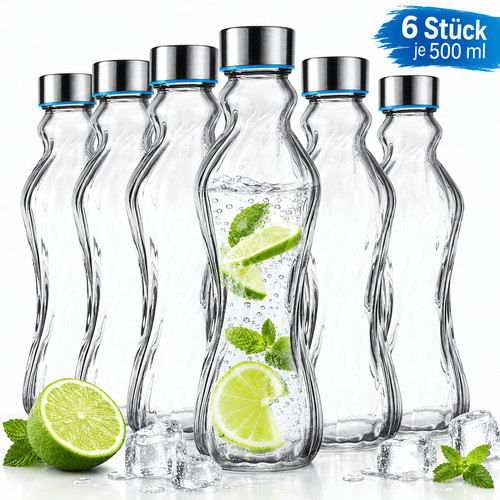 Glasflasche 500ml - 6x,