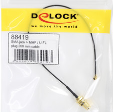 DeLOCK | Antennenkabel SMA Buchse > MHF/U.FL | WLAN-Buchse Einbauset 200mm Kabel
