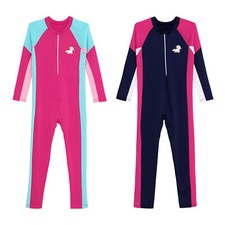 Mädchen Einteiler Langarm Rush Guard Workout Badeanzug Gymnastik Neoprenanzug