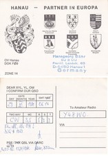 Hanau, 1981, Wappen, Partner in Europa, QSL, Radio Card