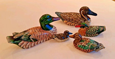 5 Deko Enten Holz Entenfmilie