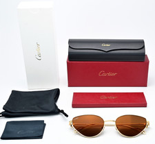 CARTIER Sonnenbrille CT0155S 002 57-19 140 C Decor Gold Brown Cat Eye France New
