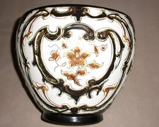 Jugendstil Blumen-Übertopf, Julius B. Dressler, Böhmen, weiß, schwarz, Gold