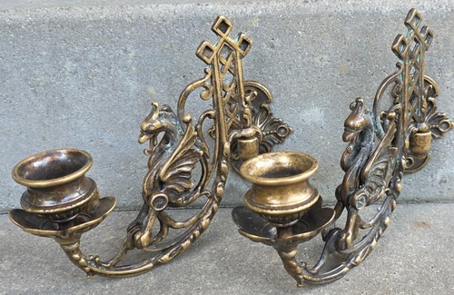Paar wandkerzenhalter messing - wandkerzenhalter,