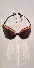 Damen Bikini Set L sexy Bikini-Hose Neckholder Triangel schwarz mit Rüschen