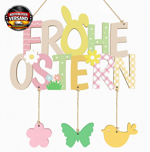 Holz türschild frohe ostern - holz,