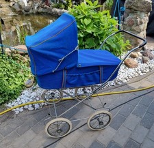 Blauer DDR Zekiwa Puppenwagen - Vintage - (Stoff: Jeans Optik) - DDR Spielzeug 