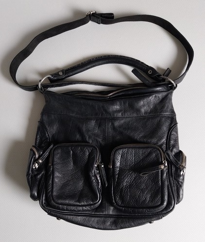 Handtasche schwarz leder - schwarz,