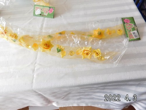 Deko-Girlande/gelb/Organza/Ros