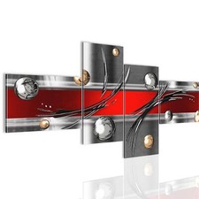 Wandbilder Abstrakt Modern Bild Deko grau schwarz weiß blau beige rot silber