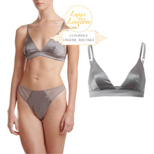 STRETCH SILK TRIANGLE BRA by Wolford M smoke silber BH mit 92% Seide Ohne Bügel