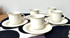 ARABIA Finnland Design Arctica Weiß 5 Kaffeetassen + Untertassen Neuwertig