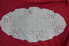 Deckchen, Richelieu Stickerei, Handarbeit, oval, Vintage