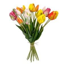 Künstlicher Papageien-Tulpen-Strauß 20 Blüten 4 Farben, Großer Blumenstrauß 48cm