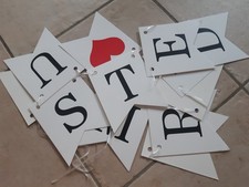 Girlande Hochzeit, Deko, Just Married, Papier, weiß/schwarz/rot