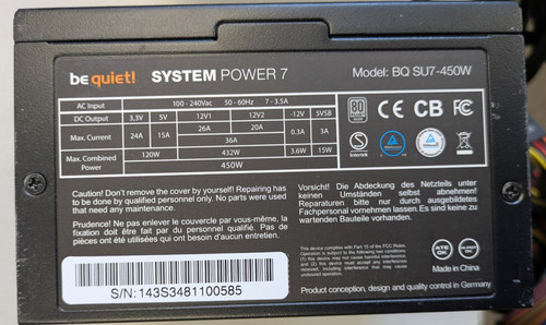 Quiet system power 7 - 7, 450w