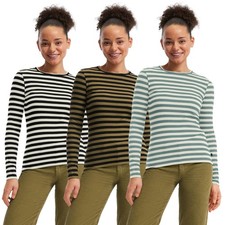 Damen Langarmshirt QS by S.OLIVER Longsleeve Slim Fit Ringel Streifen gerippt