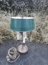 Bouillotte-Lampe,Tischlampe,Messing Fuß,grünem Lampenschirm,Vintage