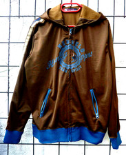 Coole Kapuzen-Jacke Kenvelo_Blousonform_braun glänzend_petrolfarbene Akzente_XL_