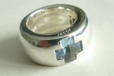 Designer Ring JOOP Silber 925 mit blauem Kreuz Vintage ring silver
