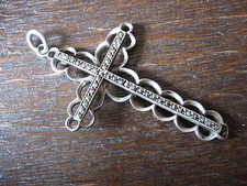 prächtiger großer Art Deco Markasit Kreuz Anhänger 835er Silber aussergewöhnlich