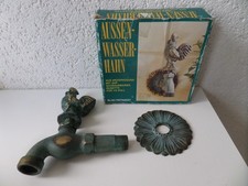 Alter Nostalgie Wasserhahn aus Messingguss Rosette blau patiniert für 1/2Zoll