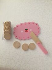 Kinderküche Kaufladen  Zubehör Frühstück Brettchen Messer Wurst Holz